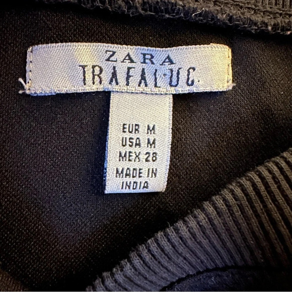 Zara Black Bodycon Pattern Sleeves Dress Size M - Picture 5 of 5